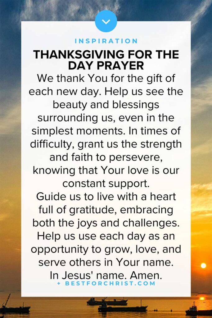 Thanksgiving for the day prayer